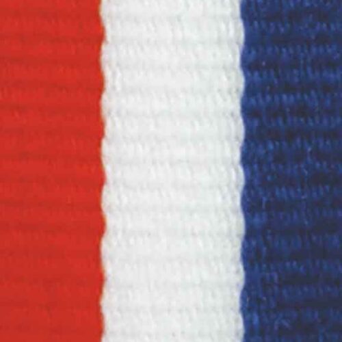 Medaljband rött, vitt och blått långt, 22mm bredd (70010)