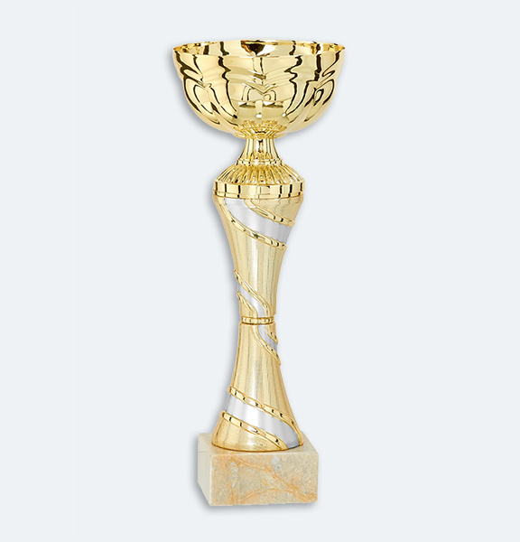 Bonn - Guld pokal med silver dekor & marmorsockel (41121)