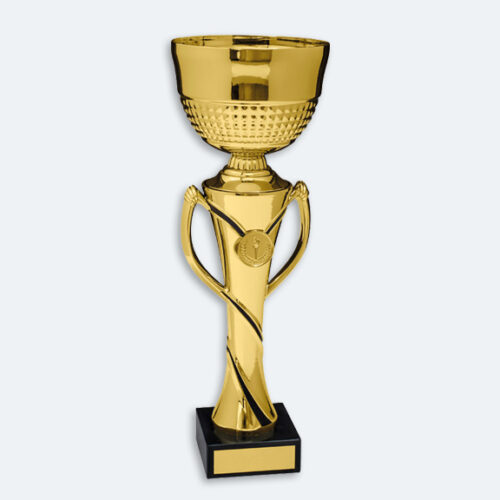 Montreux - Pokal i en kombination av guld och svart med svart marmorsockel (22061)