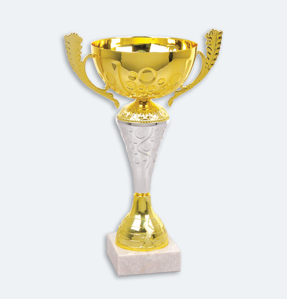 Naples - Pokal i guld och silver med vit marmorsockel (22081)