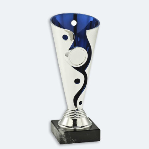 Brenda - Pokal/statyett silver och blå med svart marmorsockel