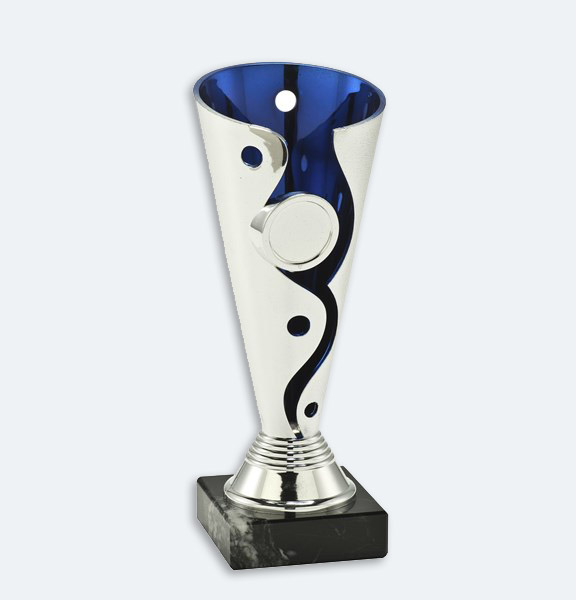 Brenda - Pokal/statyett silver och blå med svart marmorsockel
