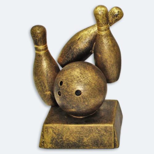 Statyett bowlingkäglor och bowlingklot i guld - Detaljrik retsinstatyett i guld (52015-1)