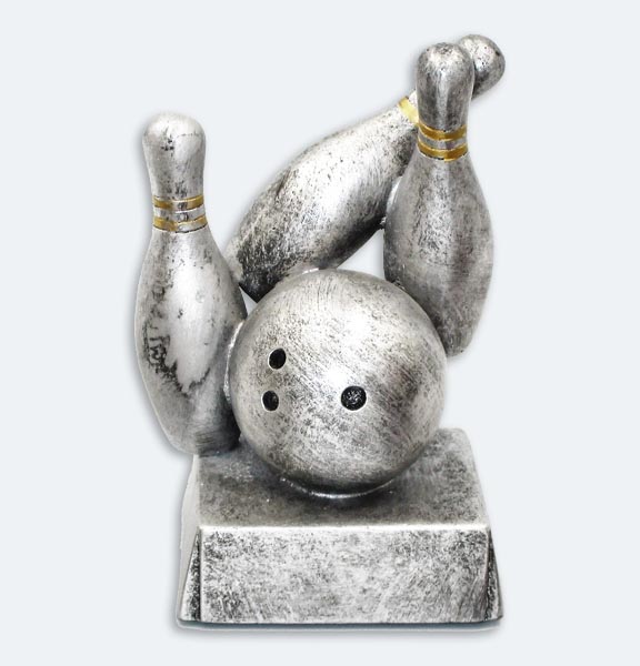 Statyett bowlingkäglor och bowlingklot i silver - Detaljrik retsinstatyett i silver (52015-2)